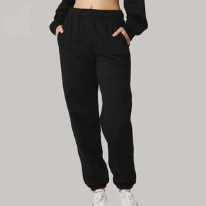 Yoga Accol Sweatpants Plush Heavy Weight Casual Sport Relaxed-fit Solstice Lantern Pants with Drawstring Women Weekend Jogger Trousers Sier 3D