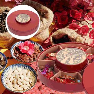 Servis uppsättningar Candy Storage Box Appetizers Sectional Snack Tray Lid Divided Serving Bread Chinese Year Plastic