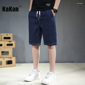 Jeans masculinos Kakan - Shorts jeans de bolinhas de verão europeu e americano usam calças finas de cinco pontas K020-D617