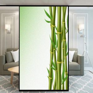 窓ステッカー緑色の竹のフィルムプライバシー静的しがみつき装飾的な太陽を遮る非接着抗UVガラスを家のためにブロックする