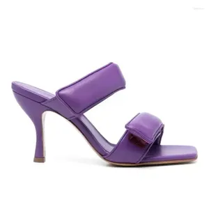 Chinelos 2024 cor sólida cabeça quadrada 8.5cm moda feminina verão ao ar livre praia preto roxo tamanho 34-43 sandálias sexy