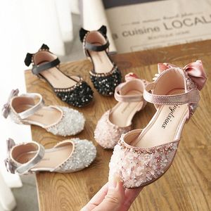 Scarpe da principessa per ragazze Bowknot Scarpe per bambini in pelle per bambini Nero Bianco Rosa Infantile per bambini Protezione per i piedi Scarpe casual K8CH #