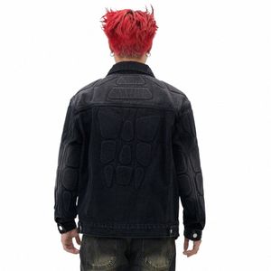 Retro Distred Robot Armor Mi Denim Jacken Dunkle Ästhetische Wintermäntel für Männer Frauen Gothic Grunge Kleidung Streetwear 5301#