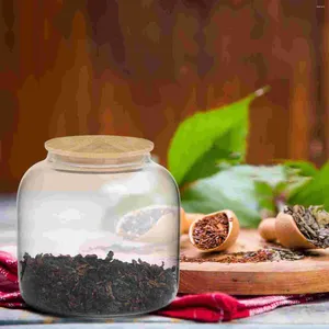 Förvaringsflaskor glas te mat behållare för skafferi lufttätt kaffe burk med bambu lock stora burkar