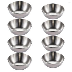 Plates 8 Pcs Silver Sauce Dish Seasoning Dipping Bowls Holder Spice Spices Appetizer Dishes Soy Round Practical Serving Chilli