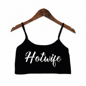 Mulheres Sexy Elastic Cott Camis Sleevel Curto HOT WIFE Sexy Crop Top New Fi Letras Imprimir Verão Tank Top Bar Mulheres 10YY #