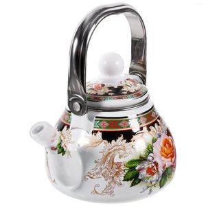 Dinnerware Define Potes de chaleira de chá de esmalte Pote de chaleira para o fogão Tarpo esmaltado chinês vintage decorativo construído deus resistente