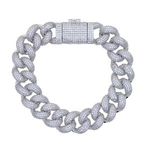 2024 nova cor de prata gargantilha pulseira para homens 15mm corrente cubana iced out bling encantos hip hop jóias