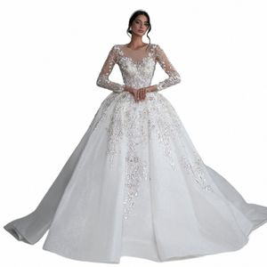 Ashley Carol Abito di Sfera di Lusso Abito da Sposa Dres per Le Donne 2024 Bordare Ricamo di Paillettes da Sposa Dr Abiti da Sposa 474V #