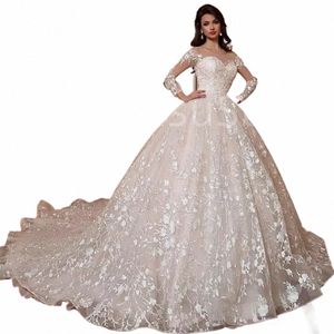 2023 Crystal Luxury illusi Beads White/Ivory Women Wedding Dr Bride Dres spetsapplikationer Eleganta bröllopsklänningar LG Train L1fr#