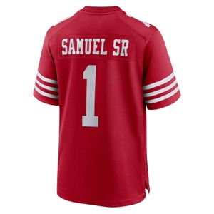 2024 Trikot SF Deebo Samuel Sr 1 Teamtrikots Rot Schwarz Weiß und Throwback-Farbnähte Herrengröße S-XXXL