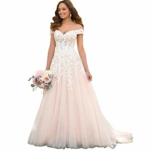 Nicolle Vintage A-Line Wedding Dr Sweetheart Off the Shoulder Sweep Train Lace Appliques Robe de Mariee för brudar Anpassade H71V#