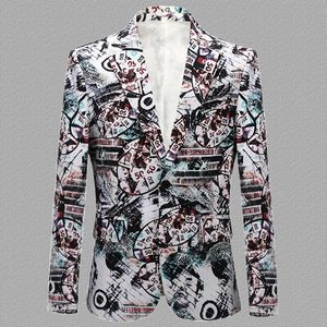 Elegante giacca con stampa di lettere con stampa di lettere Giacca da uomo con un bottone con risvolto con risvolto Giacca da uomo Casual Blazer da ballo per feste 240314