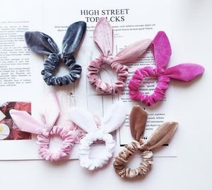 New Arrival Girls Velvet Bunny Ears Elastic Hair rope Kids Accessories Ponytail Rabbit Children Scrunchy Hairbands7088295