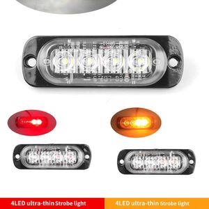 Upgrade 2Pcs Car SUV Truck LED Lights Lamps Amber 4 Leds 12V-24V Hazard Warning Flash Strobe Light Car Caution Strobe Flash Light