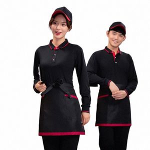 Dining servitör Workwear T-shirt LG Tryckt broderade herr- och kvinnors heta pottrestaurang Barbecue Milk Tea Canteen Supermark W3M4#