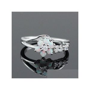 Bandringe Sun Flower Opal Kristall Zirkon für Frauen Schmuck Vintage Rosa Blau Verlobungsring Drop Lieferung Dhhzc