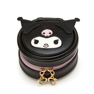 Borsa di stoccaggio a forma rotonda di alta qualità Portafogli in pelle PU Borsa multifunzionale Cartone animato Kuromi Auricolare Portaoggetti per gioielli Mini portamonete 216