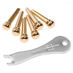 Bowls Guitar Bridge Pins 6Pcs Brass Endpin For Acoustic With Pin Puller