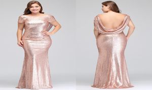 Plus Size Abiti da damigella d'onore in oro rosa Lunghi scintillanti 2018 Nuove donne Elegante sirena con paillettes Abito da ballo di sera Celebrity Fo4802923