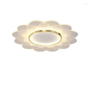 Plafoniere Lampadario moderno a LED per camera da letto Asilo nido per bambini Soggiorno Loft Decorazione domestica Illuminazione di design floreale in oro bianco