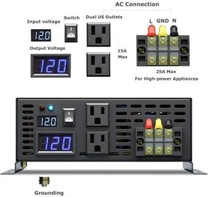 Off Grid Pure Sinove Fal Falder 24 V 220 V 3200 W Panelu słoneczne Konwertery 12 V/36 V/48 V/96V DC do 120 V/230V/240 V AC