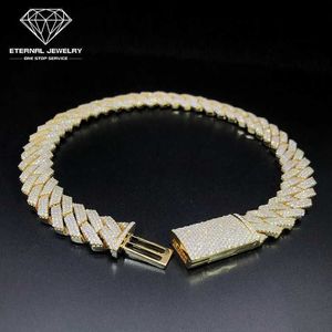 Fabrikmitte Männer Hip Hop vereisen 18 Zoll fest S925 10K 14K 18K Gold gelb 10 mm Moissanit Diamant Kubaner Kettenkette Halskette225a