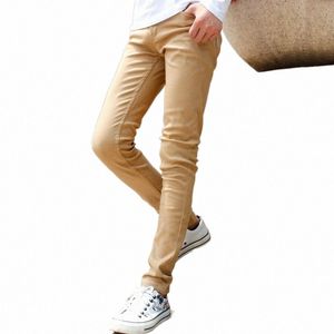 Idopy Mens Fi Denim Calças Lápis Skinny Khaki Elástico Rasgado Wed Desbotado Slim Fit Calças Jeans LG Para Jovens Masculinos 28He #