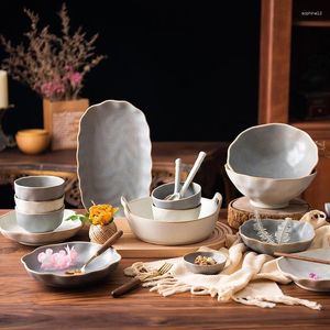 Наборы чайной посуды Керамическая посуда Бытовая посуда Японский суп Одна лапша Грубая керамика 2024 Набор Чаша для риса