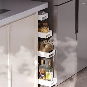 Portaoggetti da cucina Organizer per la casa estraibile a parete non perforato Ripiani semplici Frigorifero Leggero e comodo da riporre