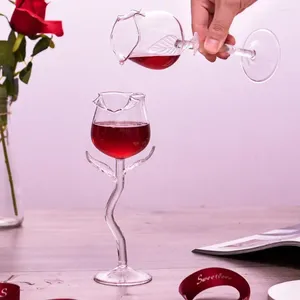 Vinglas Glasögon Fashion Red Glass Utsökt stabil bas transparent kopp rosformbägare för hemdryckware