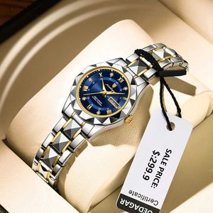 Armbandsur 2024 Fashion Gold Watch Women Watches Ladies Creative Steel Womens Armband Watches Female Waterproof Clock Reloj Mujer+Box 24329