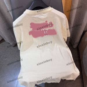 Xinxinbuy Men designer tee t shirt 2024 Italien stickad skjorta blommig jacquard kort ärm bomull kvinnor grå svart vit s-3xl