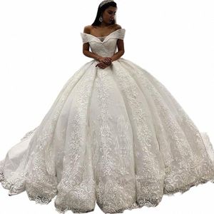 myyble 2022 Arabic Lace Ball Gown Wedding Dres Off the Shoulder Chapel Wedding Gowns Sequins Beaded Plus Size Bridal Dr z8jA#