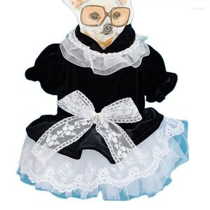 Dog Apparel Velvet Clothing Black Pearl Spring Summer Lace Pet Jacket Puppy Cat Chihuahua Yorkshire Wedding Costume XS XL Skirt