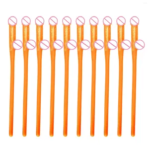 Engångskoppar Straws Bar Party Bachelor Plastic Unique Spoof 10pc hinkar med lock