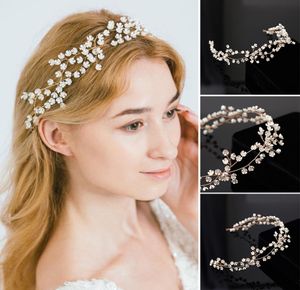 Brud bröllop pannband stora flickor pärlor blommor födelsedagsfest hår tillbehör kvinnor brud prinsessa hårband krans q47532425330
