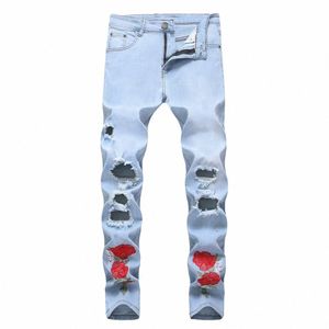 Zerrissene Jeans Männer mit Stickerei FRS Herren Denim Jeans Stretched Calca Cargo Masculina Skinny Push Größe 40 42 Hosen c4t3 #