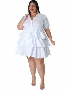 Somo plus size Dr Women Solid Summer Short Sleeve Cute Elegant Midi Dr Fi Birthday Outfits Wholesale Dropship A6Z0#