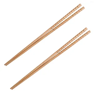Kök förvaring trä lång matlagning pinnar återanvändbar: trähugg pinnar kinesiska japanska stekverktyg 2 par 42 cm
