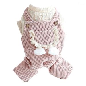 Dog Apparel Stylish Pet Costume Romper Four-legged Comfortable Cotton Small Cat Lace Pocket Overall Jacket Jumpsuit Keep Warm