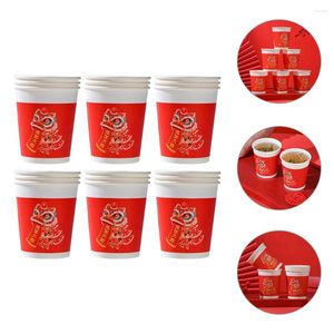 Disposable Cups Straws 50 Pcs Paper Cup Water Holder Year Festival Christmas Coffee Banquet Drinking Thicken Business