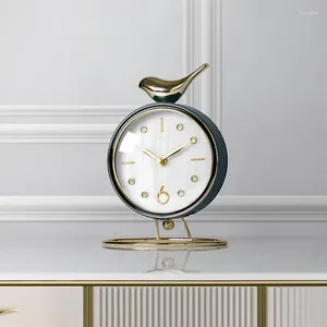 Table Clocks Nordic Bird Living Room Clock Home Desk Ornaments American Creative Desktop Silent Art