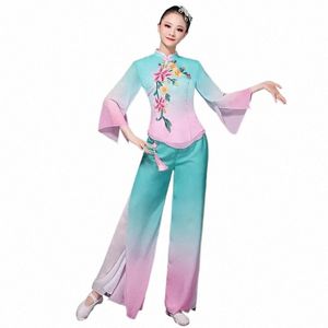 chinese Style Folk Fan Dance Hanfu Clothing Classical Natial Yangko Dance Wear Waist Drum Stage Costume Female Yangko Clothing X2v7#