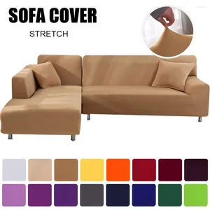 Chair Covers Solid Sofa Cover Stretch L-Shaped Slipcover Spandex Living Room Corner Couch Chaise Longue Armchair 1/2/3/4 Seat Home