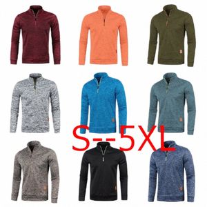 new Men Thicker Half Zipper Sweaters Pullover for Male Hoody Man Sweatshir Solid Color Turtleneck Swewatshirts Jumbo Size S-5XL W2aJ#