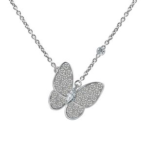 Дизайнерский бренд Van Butterfly Full Diamond Collece для женщин 18K Rose Gold, покрытое воротниковой цепочкой в прямом эфире с логотипом
