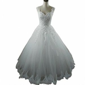 zj9076-c 2023 White Ivory Pearls Wedding Dres With Lace Bottom For Brides Dr Plus Size 2-26W K6yo#