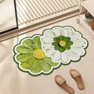 Bath Mats Home Decoration Diatomaceous Earth Floor Mat Little Daisy Strong Absorbent Quick Dry Foot Non-slip Soft Bathroom Carpet