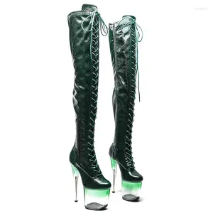ダンスシューズLaijianjinxia Fashion Pu Apper 20cm/8inches Pole Dancing High Heel Platform Women Modern Over-knee Boots 746